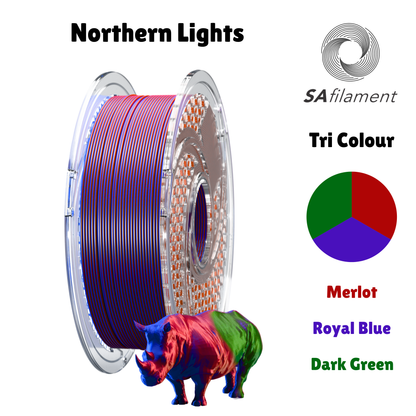 SA Filament SILK PLA+ Tri Color Filament Northern Lights (Royal Blue & Merlot & Dark Green) 750g