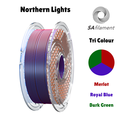 SA Filament SILK PLA+ Tri Color Filament Northern Lights (Royal Blue & Merlot & Dark Green) 750g
