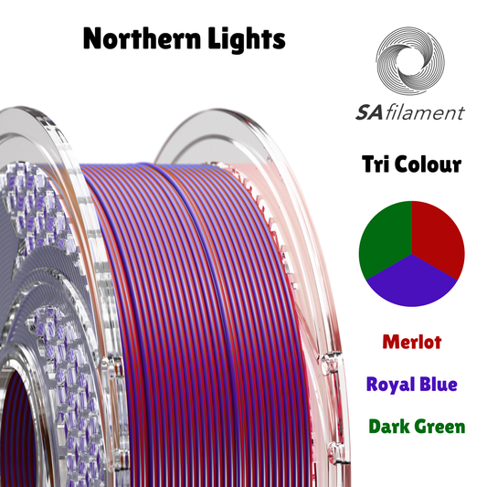 SA Filament SILK PLA+ Tri Color Filament Northern Lights (Royal Blue & Merlot & Dark Green) 750g