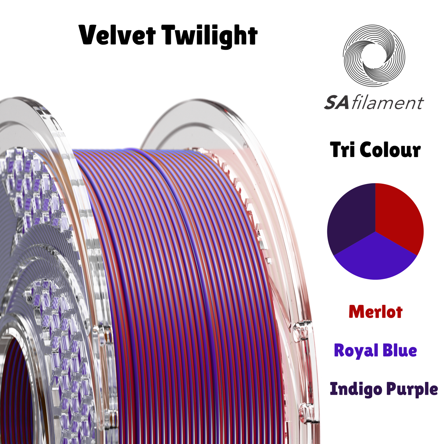 SA Filament SILK PLA+ Tri Color Filament Velvet Twilight Filament 750g