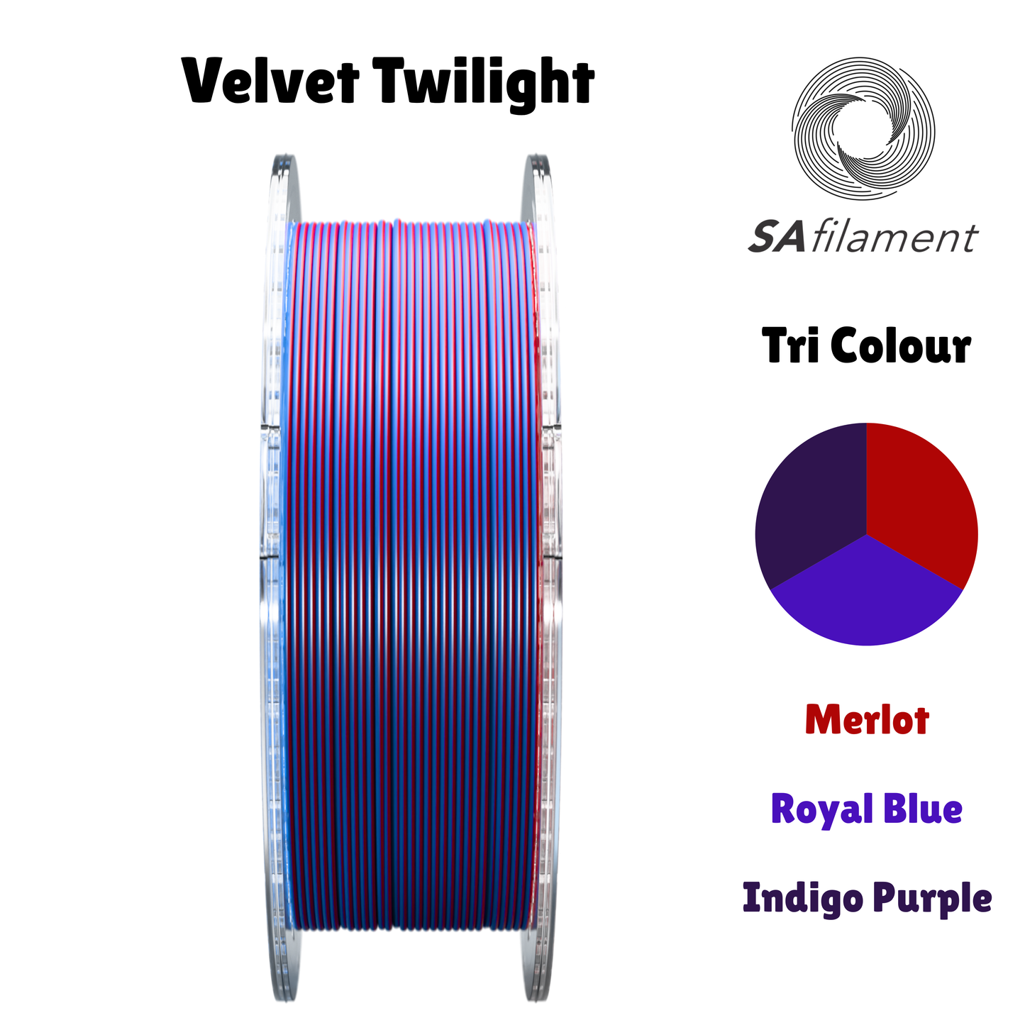 SA Filament SILK PLA+ Tri Color Filament Velvet Twilight Filament 750g